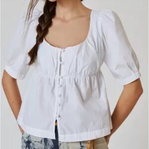 Anthropologie White Button-Down Top, NWT, size Large